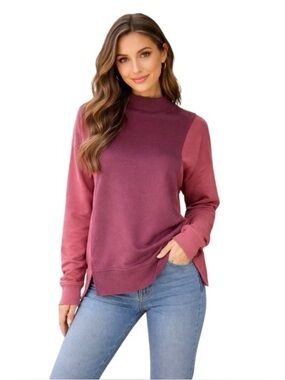 Athleta 2 Tone Mock Neck Pullover Sweatshirt